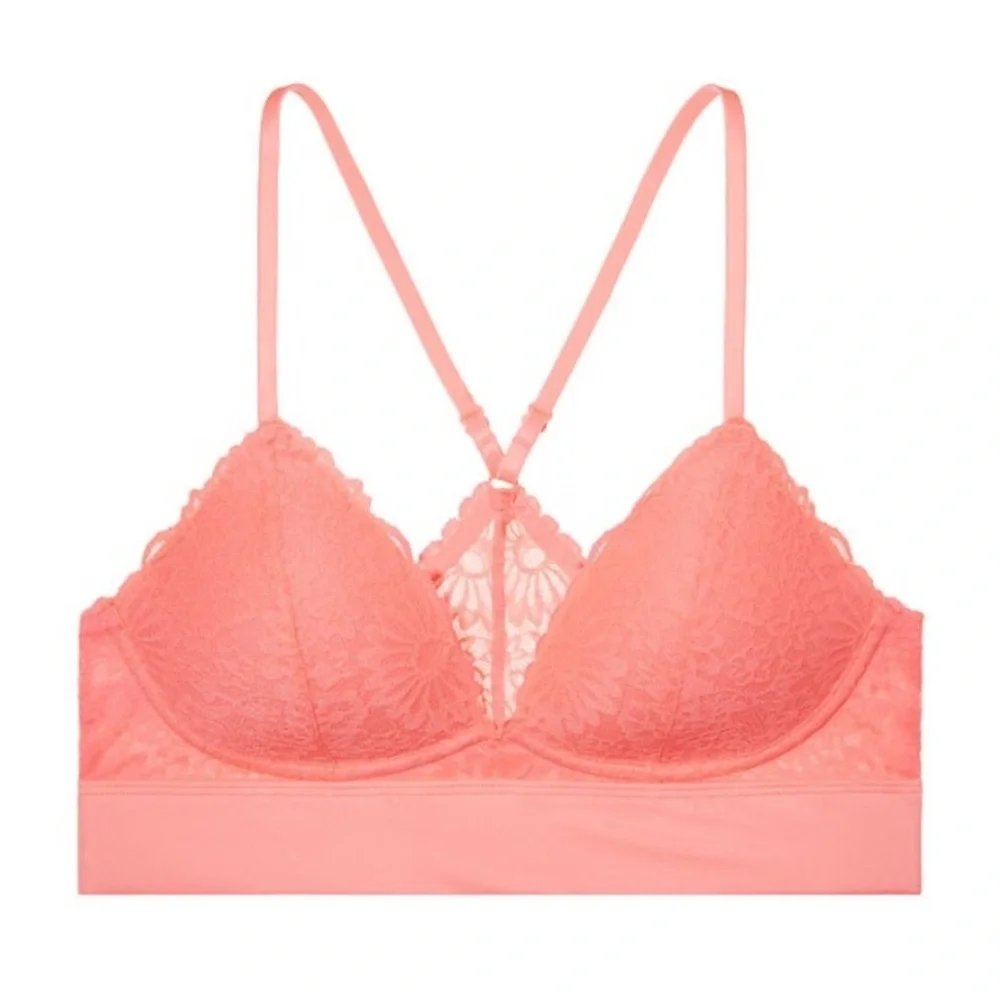 PINK Victoria’s Secret Lace Lightly Lined Triangle Bralette NEW - Picture 3 of 5